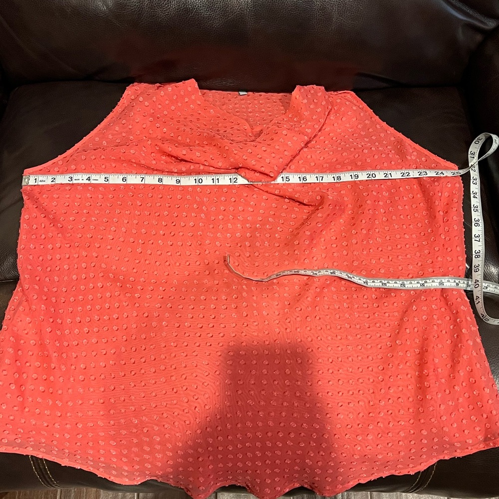 Danielrainn beautiful coral sheer cowl neck top - Picture 6 of 7